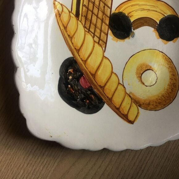 Lot of 2 TIL Hand Painted Italy Made 7 1/2” Bread Baguette Bagel Tiramisu Plate - Picture 8 of 11